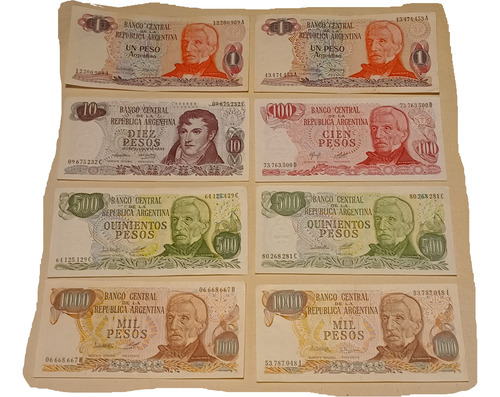 Billetes De Argentina Antiguos Peso Y Pesos Ley X 8 Sc Sc-