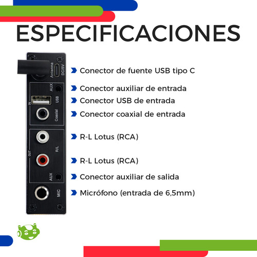 Convertidor Adaptador De Audio Digital A Analógico Slim Company AV.SZ.CON.205.4 Coaxial Óptico Receptor Bluetooth Con Control Color Negro