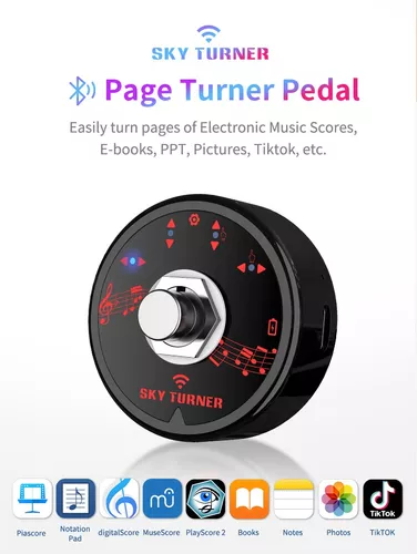 Pedal Sem Fio Bluetooth Passador De Página Partitura E Cifra