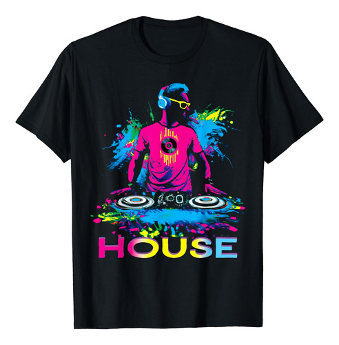 Camiseta Con Diseño De Dj De Música House Vibrante