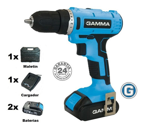 Imagen 2 de 9 de Taladro Atornillador Ion Litio 12v C/ 2 Bateria Gamma G12105