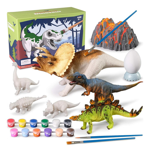 Kit De Pintura De Dinosaurios 3d Con 12 Dinosaurios Para Niñ