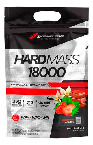 Hard Mass 18000 Hipercalórico 3kg - Sabor Baunilha - Bodyaction