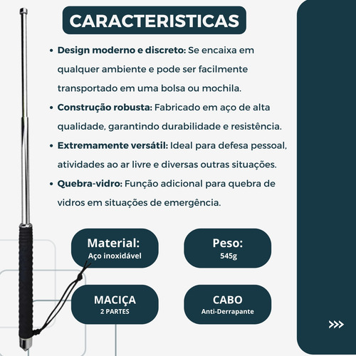 Bastão Cacetete Retrátil Tático Com Coldre Defesa Pessoa