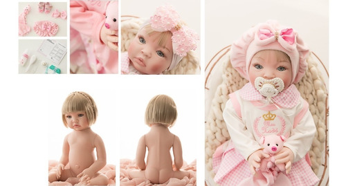 Imagem 3 de 9 de 2 Bebês 100% Silicone Princesa Morena Creme E Loira Rosa