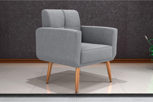 Poltrona Cadeira Decorativa Escritório Havana Matrix Cinza