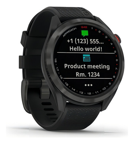 Smartwatch Garmin Approach S42 tela de 1.2" com pulseira de silicone cor black y caixa color gunmetal