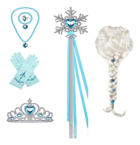 Set De Pelucas Infantiles Elsa Role Play Fantasy Girl, 7 Pie