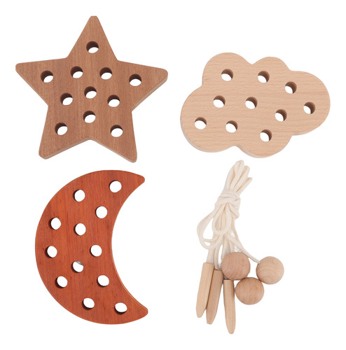 Juego De Enhebrar Wooden Cloud Star Moon