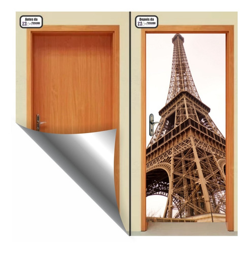 Adesivo Parede Porta Torre Eifel Paris França Oportunidade!