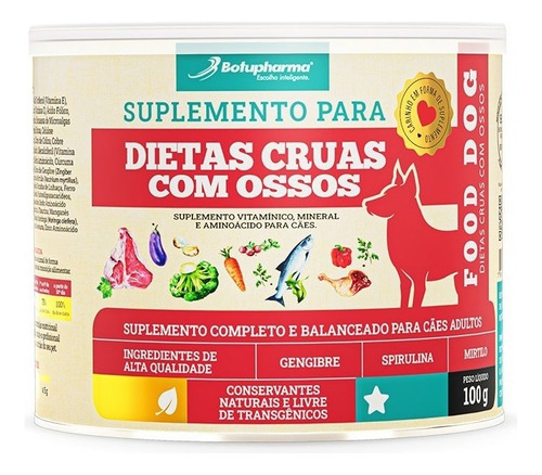 Food Dog Dietas Cruas Com Ossos 100g
