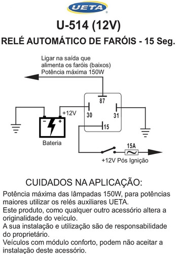 Imagem 3 de 4 de Relé Temporizador Do Farol 12v Acendimento Automático 15seg