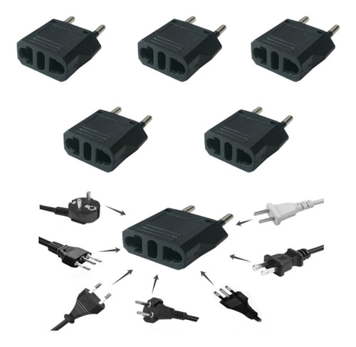 Adaptador Enchufe Americano A Europeo Chileno Pack X 5