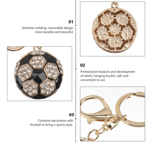 Llavero Con Diseño De Fútbol Con Diamantes De Imitación, 2 U
