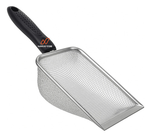 Pá Higiênica Para Gatos Em Aço Inox Com Malha De 2,8 Mm Ideal Para Areia Granulada Namave