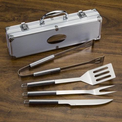 Imagem 5 de 6 de Maleta Churrasco Em Aço Inox Com 3 Pecas