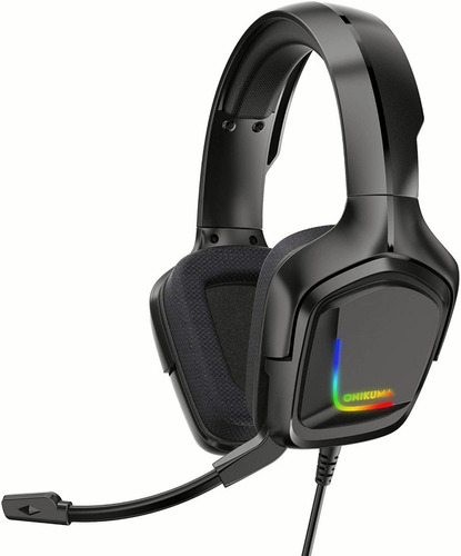 Audífonos gamer Onikuma K20 negro con luz  rgb LED