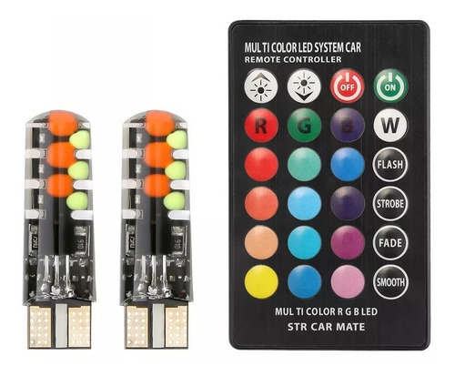 Bombillo Muelitas T10 Led Multicolor Rgb Control Remoto