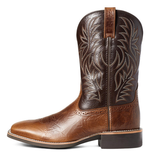 Botas De Cowboy Ocidentais Com Bico Largo E Entalhadas