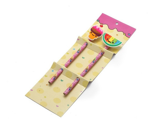 Imagen 4 de 6 de Lápices 4 Diseños Con Aplique De Dulces Pack X 12