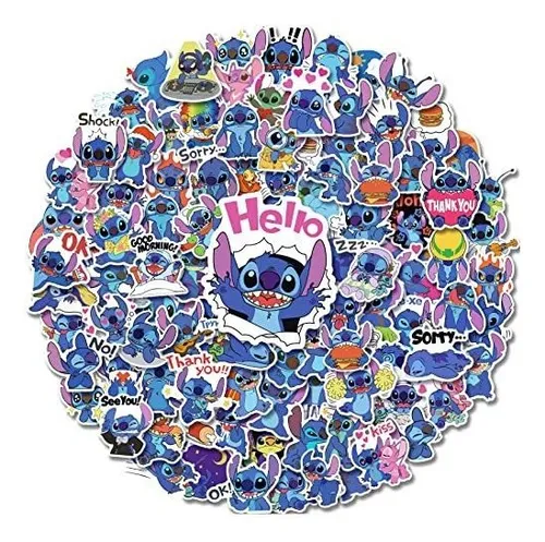 Vinilo Para Botella 100 Pegatinas De Lilo & Stitch Caroon, B