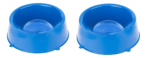 Kit2 Comedouro Vasilhas Potes De Ração Agua Comida Cães Gato Cor Azul