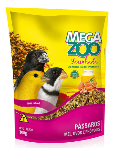 Farinhada Megazoo Para Pássaros Sabor Mel, Ovo Própolis 300g