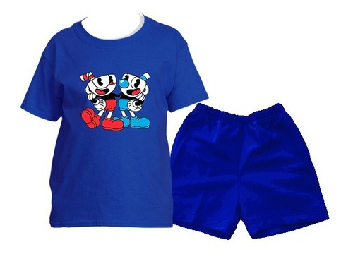 Conjunto Short + Polera Estampado Diseño Cuphead Gamer