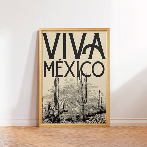 Cuadros Decoración Mexicana Diseños De  México Marco Madera Color Viva México Armazón Natural