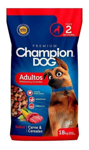 Champion Dog Adulto 18kg Sabor Carne Y Cereales