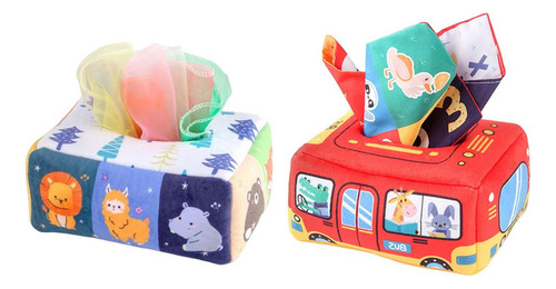 Q 2x Caja De Pañuelos Para Bebés 6-12 Meses Juguete De