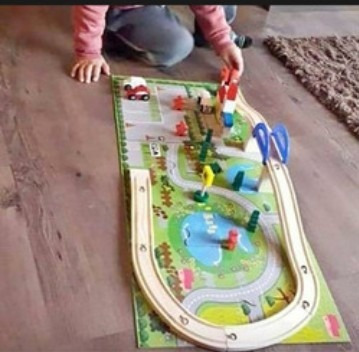 Pista De Madera Con Puente Para Autos Rail Overpass 40 Pzas