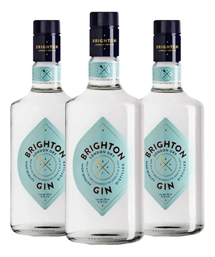 Gin Brighton London Dry 700ml. Pack X 3 