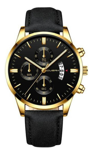 Relógio Masculino Preto Black Motion Fundo Dourado