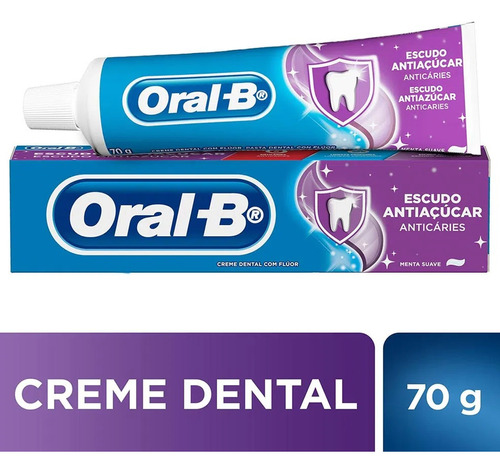 Pasta de dentes Oral-B Escudo Antiaçúcar Anticáries  em creme  sem glúten 70 g