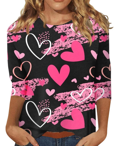 Blusa Tipo Camiseta Estampada Para El Día De San Valentín Pa