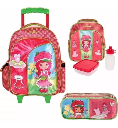 Kit Mochila Infantil Escolar Moranguinho Original + Brinde