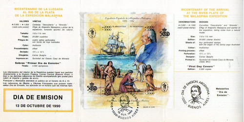 Argentina Volante Filatélico Expedición Río De La Plata 1990