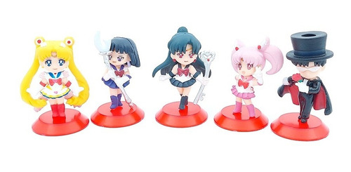 Set De 5 Mini Figuritas De Sailor Moon Anime De Colección