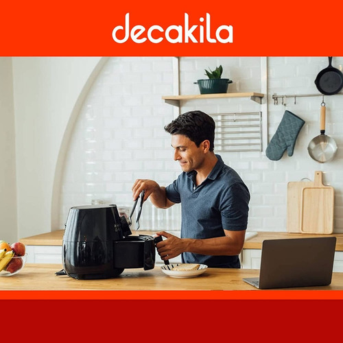 Freidora Aire Negra 1400w Pantalla Táctil Airfryer Decakila