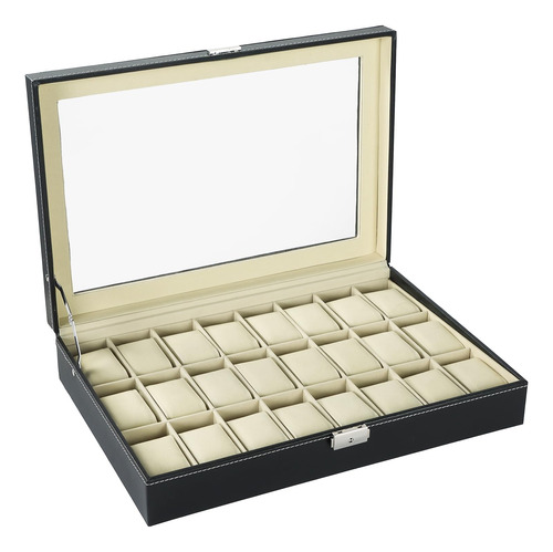 Natgai Caja De Reloj Con 24 Ranuras Elegante Portátil Color