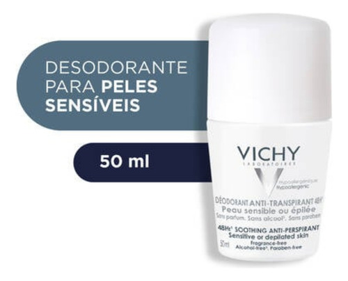 Desodorante Pele Sensível Roll On Sem Perfume Vichy 50ml Sem Fragrância