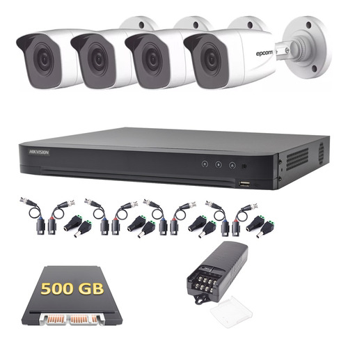 Kit Cctv 1080p Dvr 4 Canales 4 Cámaras Bala Metálicas 500gb