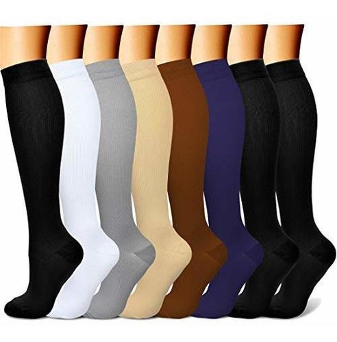 8 Pares Calcetines Medias De Compresion 8 Pares 15-20 Mmhg E