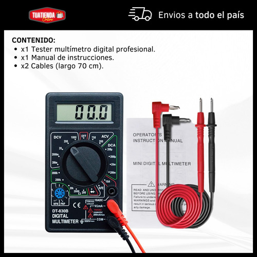 Tester Multímetro Digital Amperímetro Profesional Con Cables