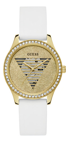 Reloj Guess Para Mujer Dawn Reloj De Pulsera Correa Blanco Bisel Dorado Fondo Dorado