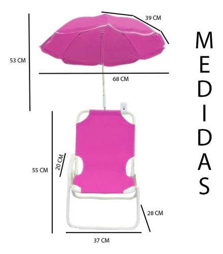 . Silla Plegable Infantil C/paragua Bebes Sol Playa