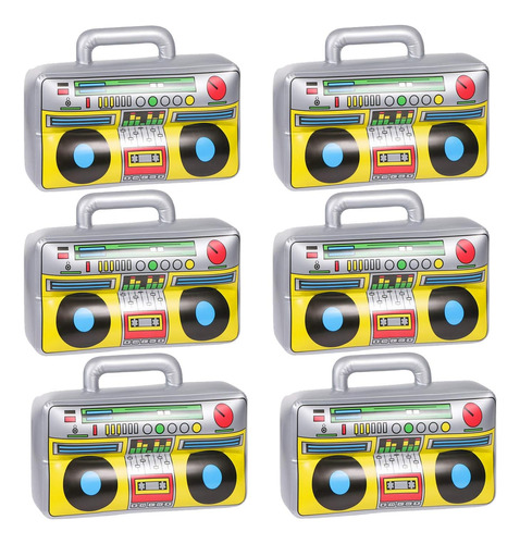 6 Pcs Inflable Boombox 80s 90s Suministros De Fiesta De...