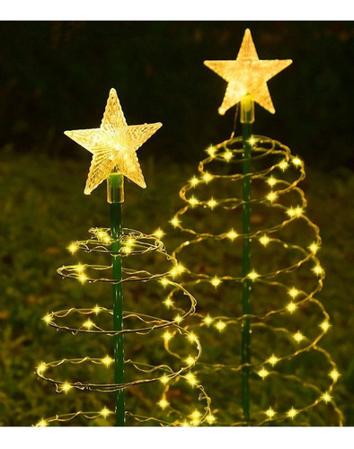 A 2 Piezas Luces Solares Árbol De Navideñas Adornos