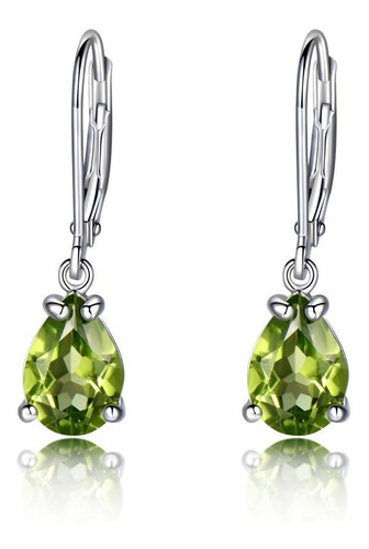 Aretes Pendientes De Plata 925 Con Gema De Peridoto Pp1pp1